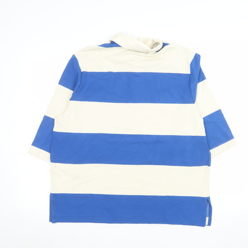 Marks and Spencer Autograph Womens Blue White Striped Polo Top Size 14