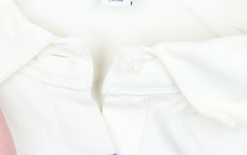 Marks and Spencer Autograph Womens Blue White Striped Polo Top Size 14