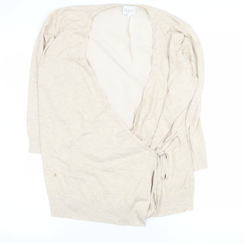Kaliko Women Beige Wrap Tie Knit Cardigan Size 14