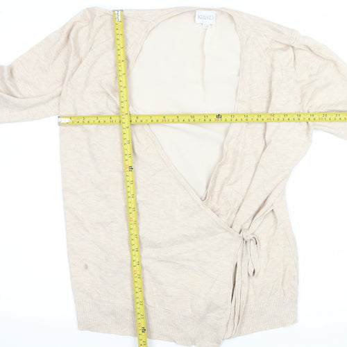 Kaliko Women Beige Wrap Tie Knit Cardigan Size 14