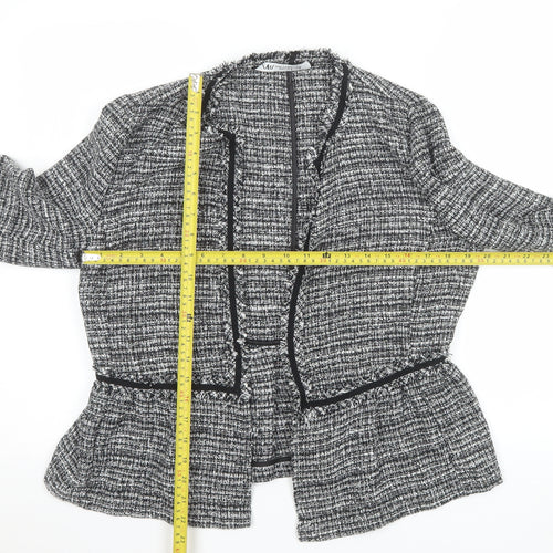Zara Women Grey Tweed Single-Breasted Blazer Jacket Size 12