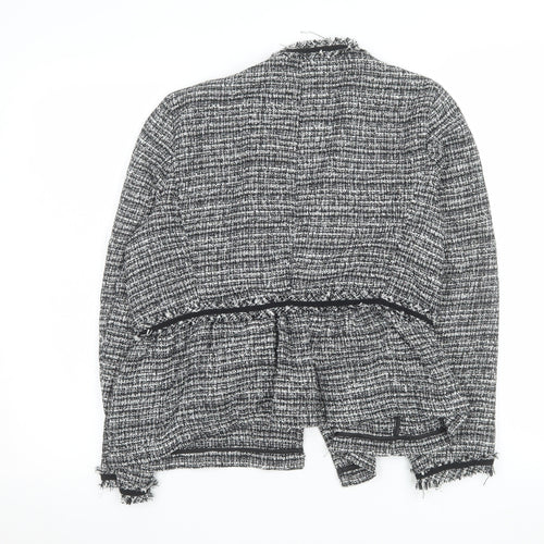Zara Women Grey Tweed Single-Breasted Blazer Jacket Size 12