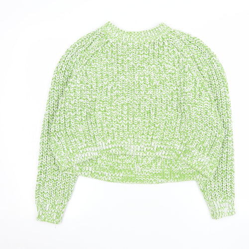 Monki Womens Green Crew Neck Chunky Knit Pullover Jumper Size S