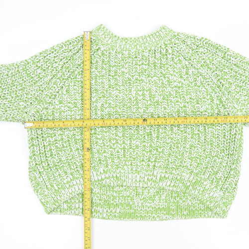 Monki Womens Green Crew Neck Chunky Knit Pullover Jumper Size S