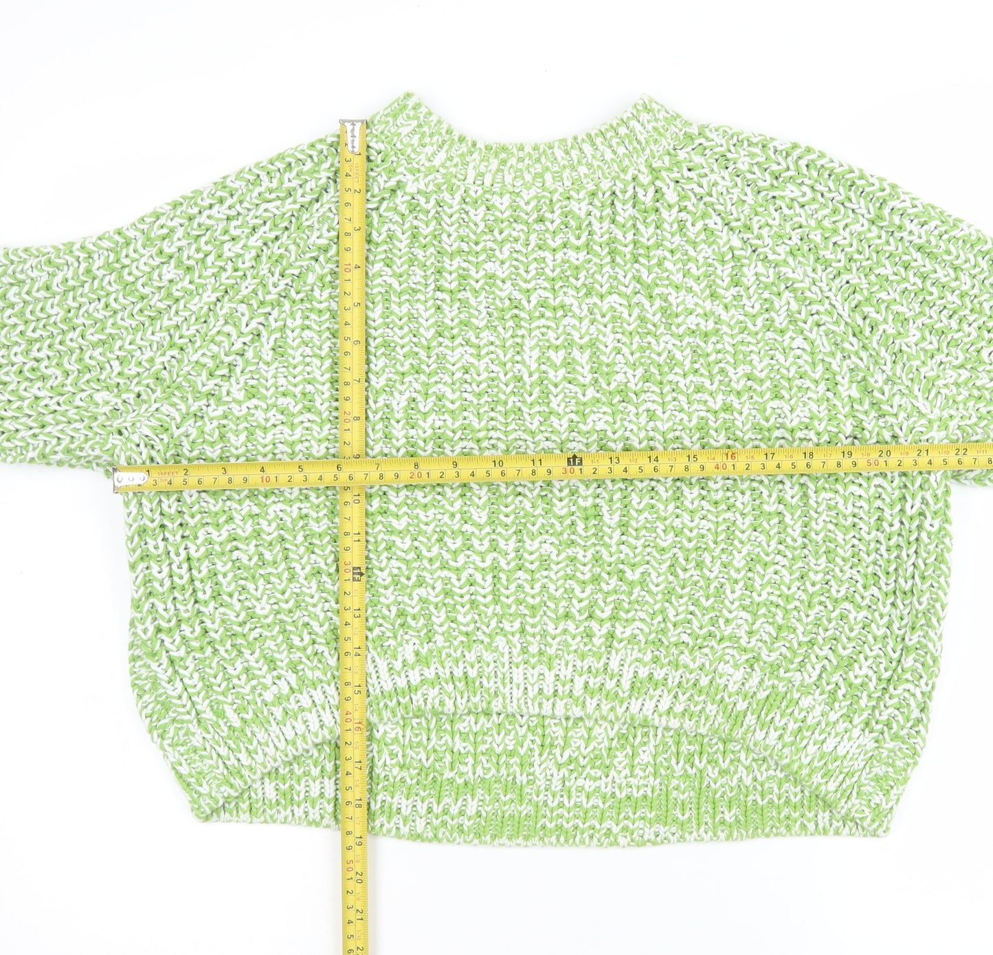 Monki Womens Green Crew Neck Chunky Knit Pullover Jumper Size S