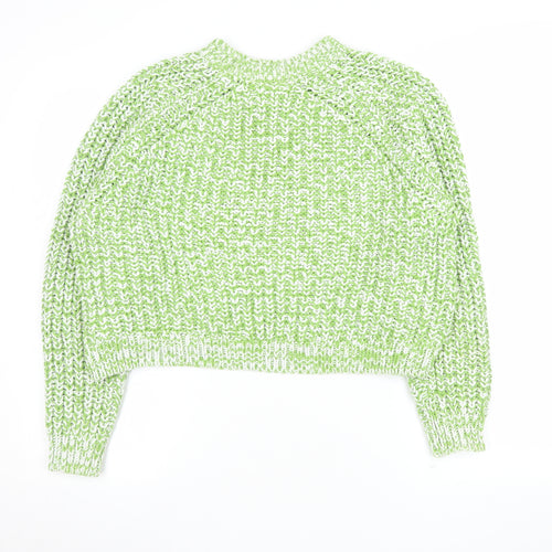 Monki Womens Green Crew Neck Chunky Knit Pullover Jumper Size S