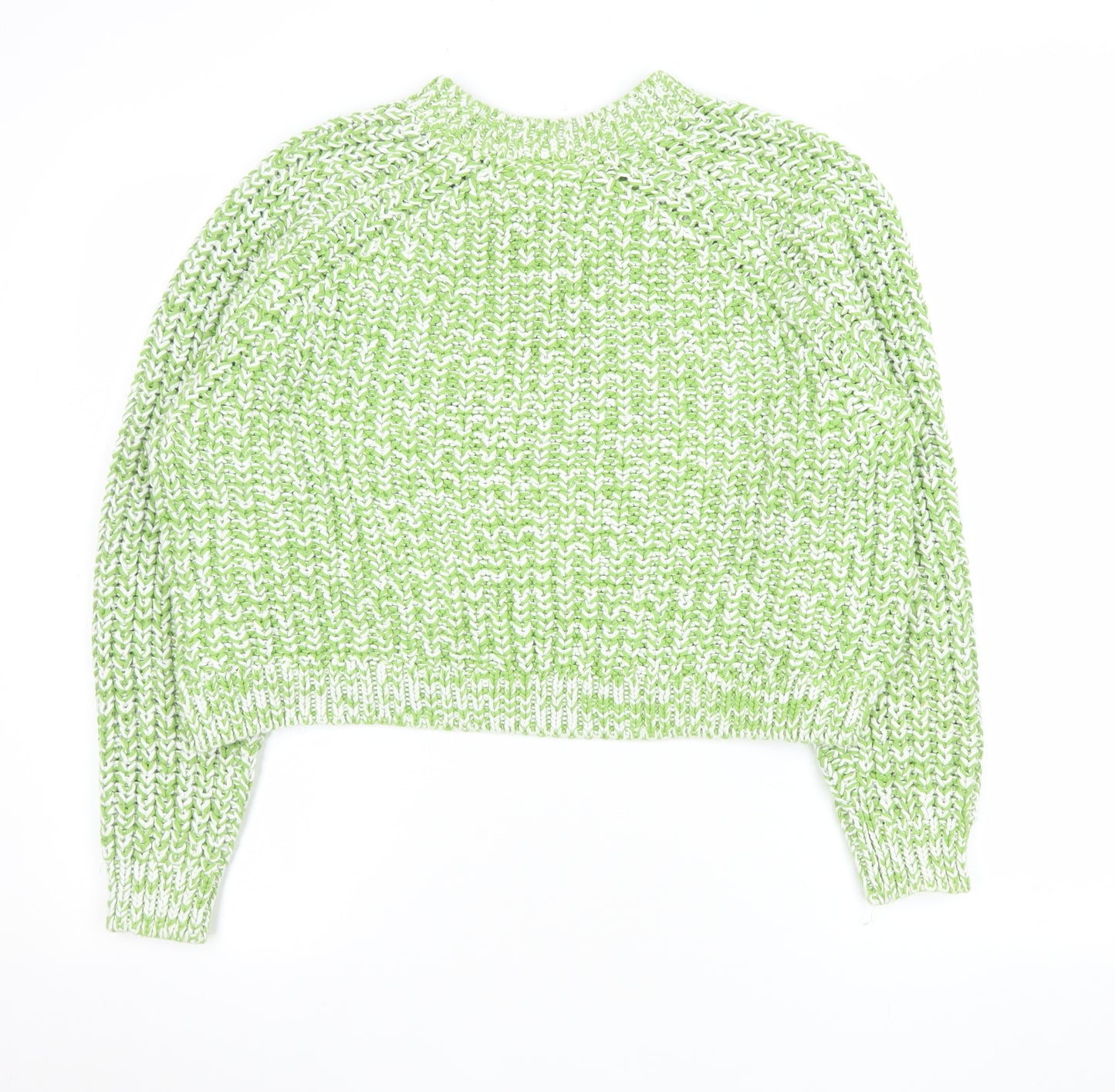 Monki Womens Green Crew Neck Chunky Knit Pullover Jumper Size S