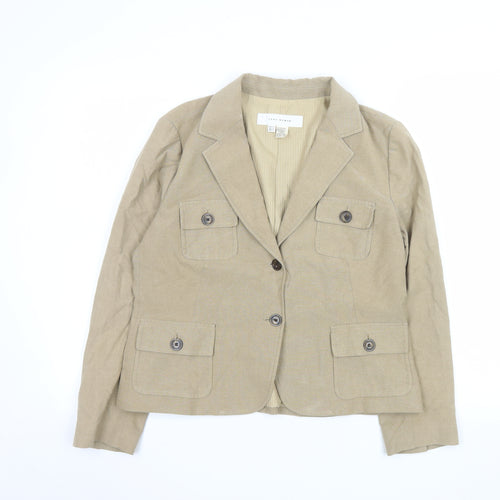 Zara Woman Beige Cotton Blazer Jacket XL Ladies Smart Casual