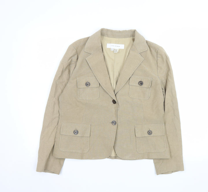 Zara Woman Beige Cotton Blazer Jacket XL Ladies Smart Casual