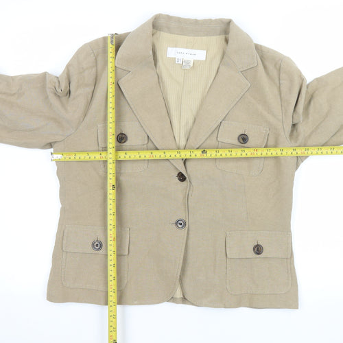Zara Woman Beige Cotton Blazer Jacket XL Ladies Smart Casual