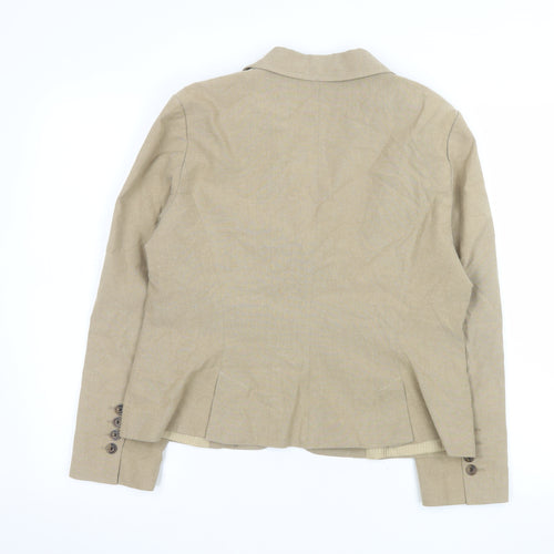 Zara Woman Beige Cotton Blazer Jacket XL Ladies Smart Casual