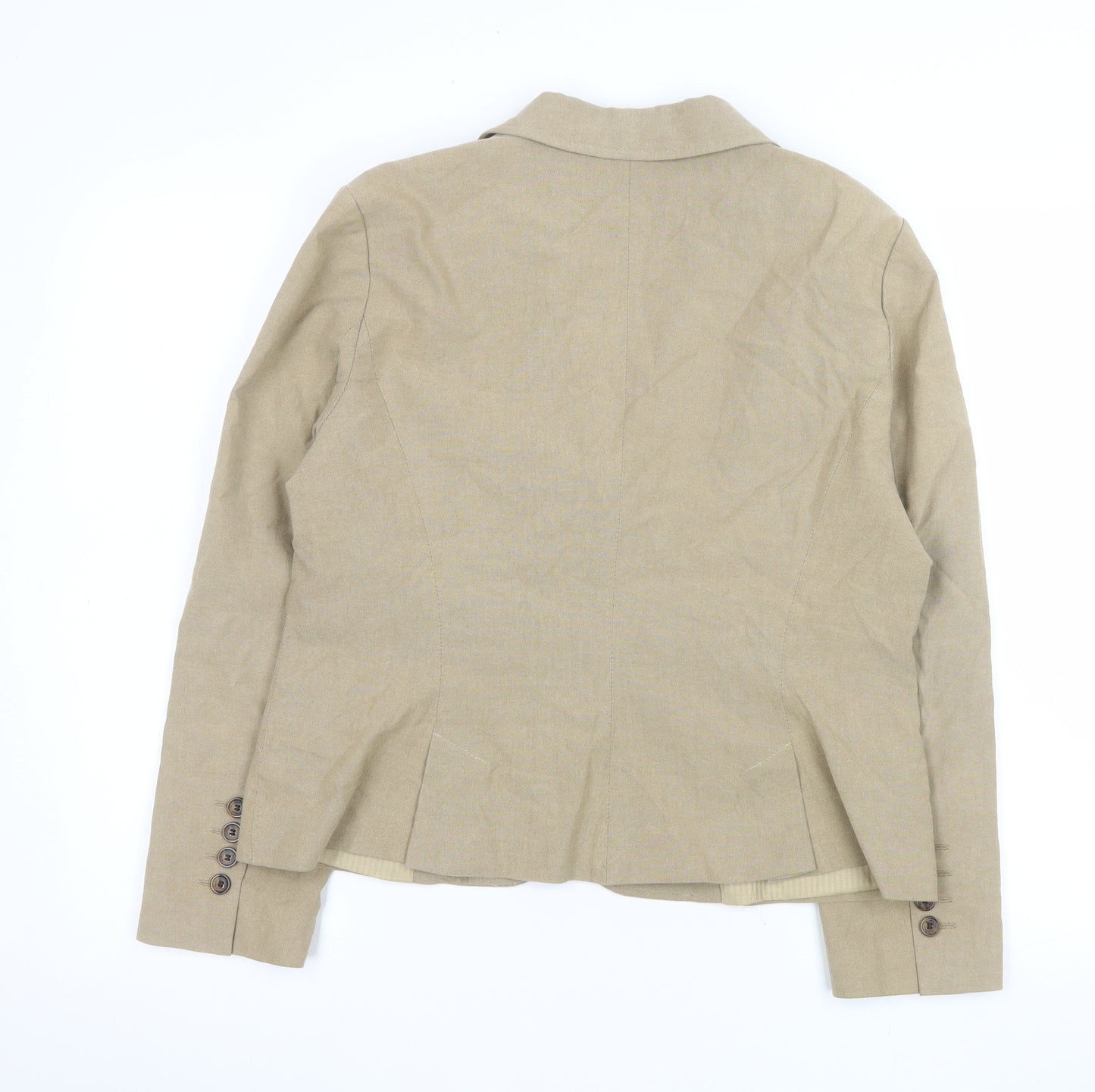 Zara Woman Beige Cotton Blazer Jacket XL Ladies Smart Casual