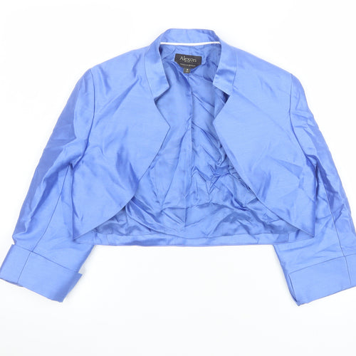 Alexon Women's Blue Silk Wool Cropped Suit Jacket Size 8