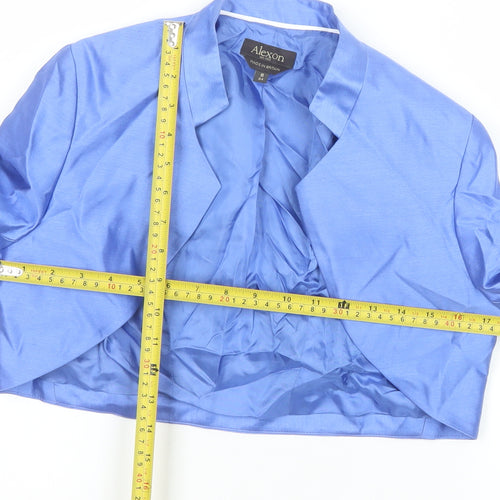 Alexon Women's Blue Silk Wool Cropped Suit Jacket Size 8