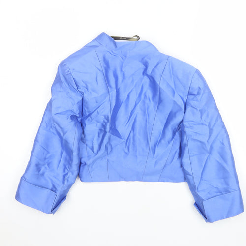 Alexon Women's Blue Silk Wool Cropped Suit Jacket Size 8