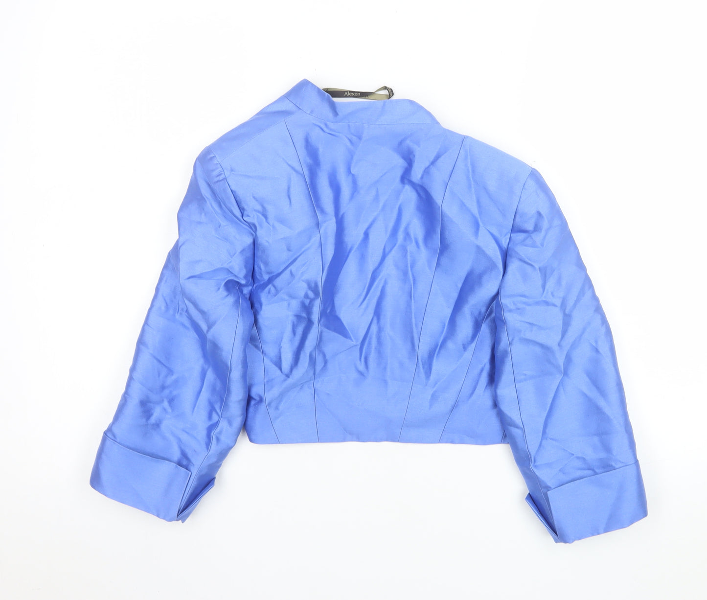 Alexon Women's Blue Silk Wool Cropped Suit Jacket Size 8