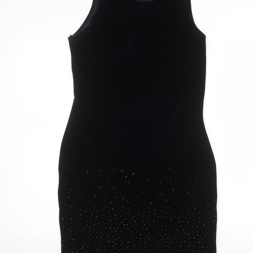 Wallis Women’s Black Velvet Beaded Bodycon Dress Size 12