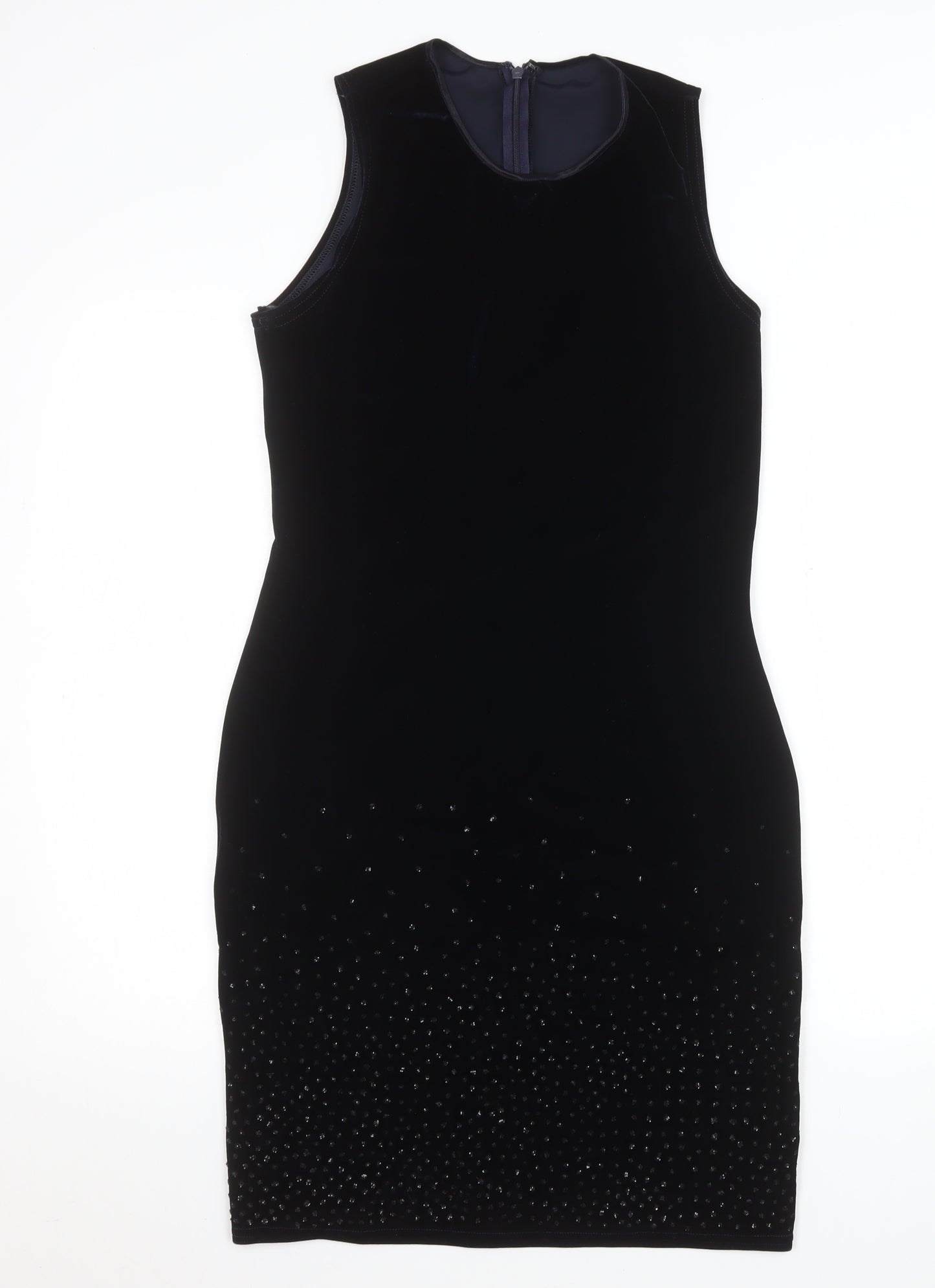 Wallis Women’s Black Velvet Beaded Bodycon Dress Size 12