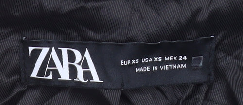 Zara Women Black Tweed Double-Breasted Blazer XS