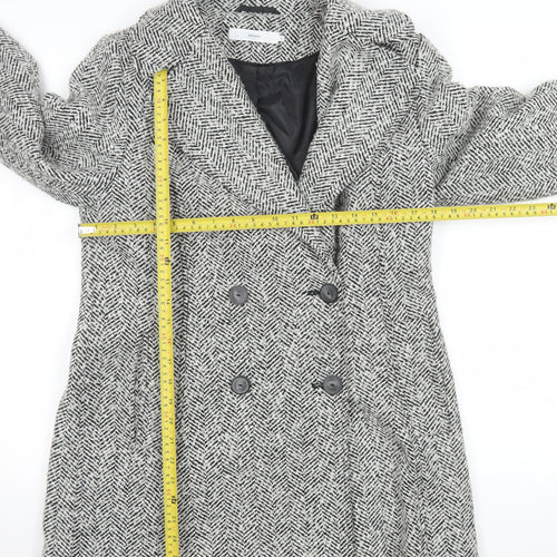John Lewis Women's Grey Herringbone Wool Blend Pea Coat Size 12