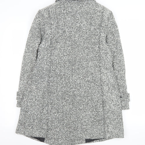 John Lewis Women's Grey Herringbone Wool Blend Pea Coat Size 12