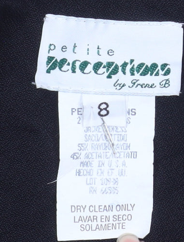Petite Perceptions Women’s Black Leopard Trim Long Coat Size 8
