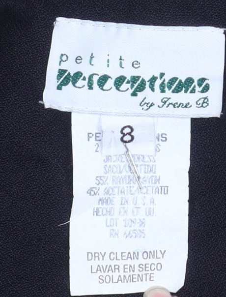 Petite Perceptions Women’s Black Leopard Trim Long Coat Size 8