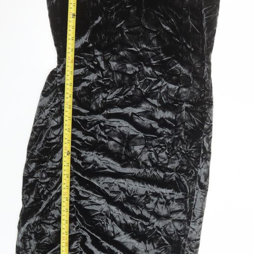 Next Women’s Black Velvet Bodycon Ruched Dress Size 12