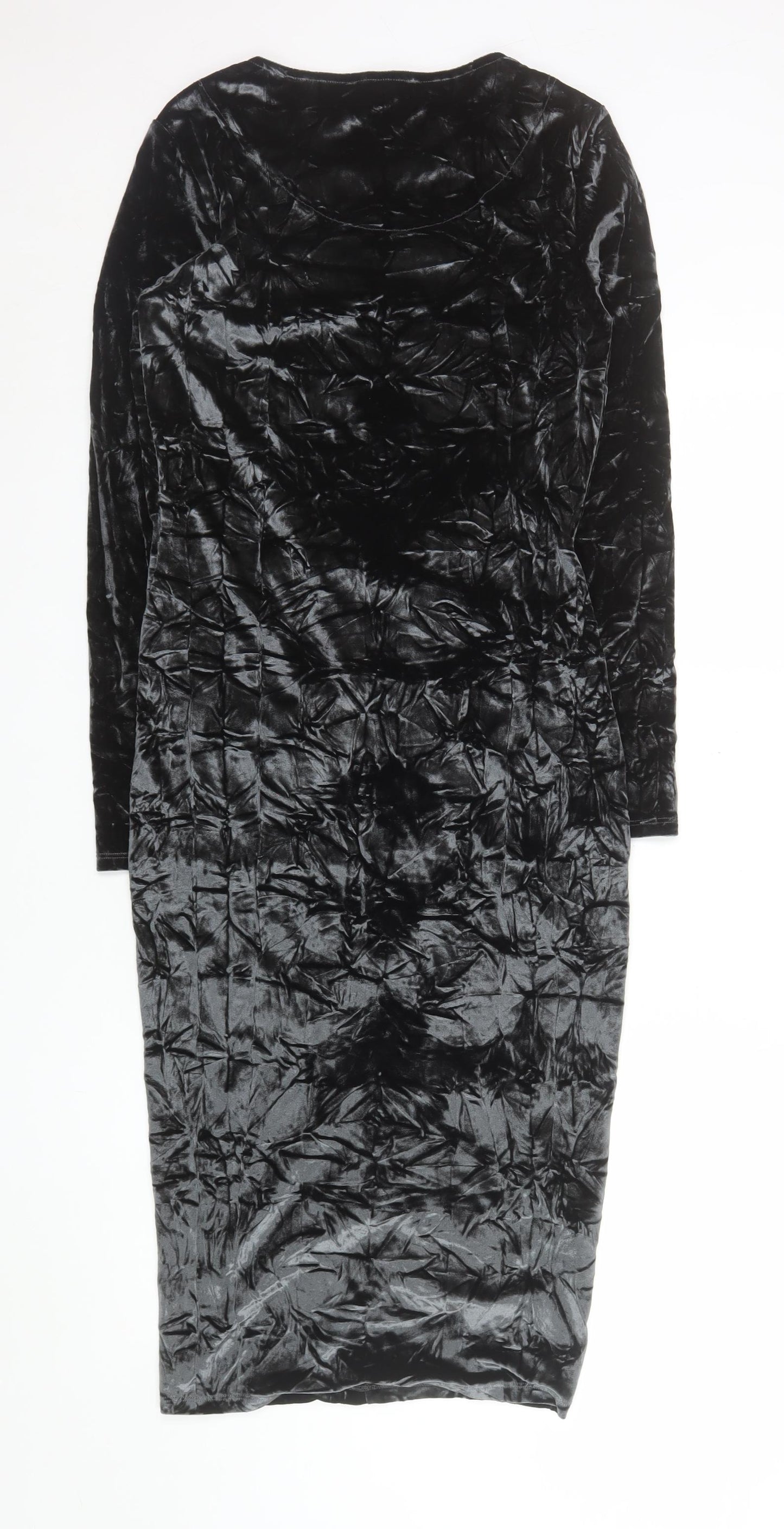 Next Women’s Black Velvet Bodycon Ruched Dress Size 12