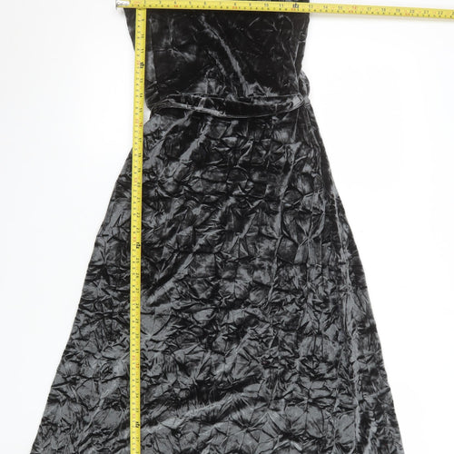 Next Women's Black Velvet Sleeveless A-Line Midi Dress Size 10