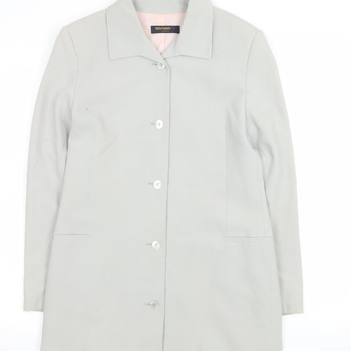 Red/Green Women Grey Single-Breasted Blazer Size 8 Wool Blend