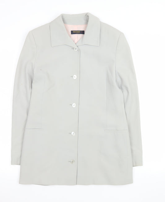 Red/Green Women Grey Single-Breasted Blazer Size 8 Wool Blend