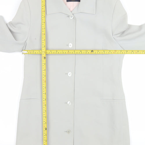 Red/Green Women Grey Single-Breasted Blazer Size 8 Wool Blend