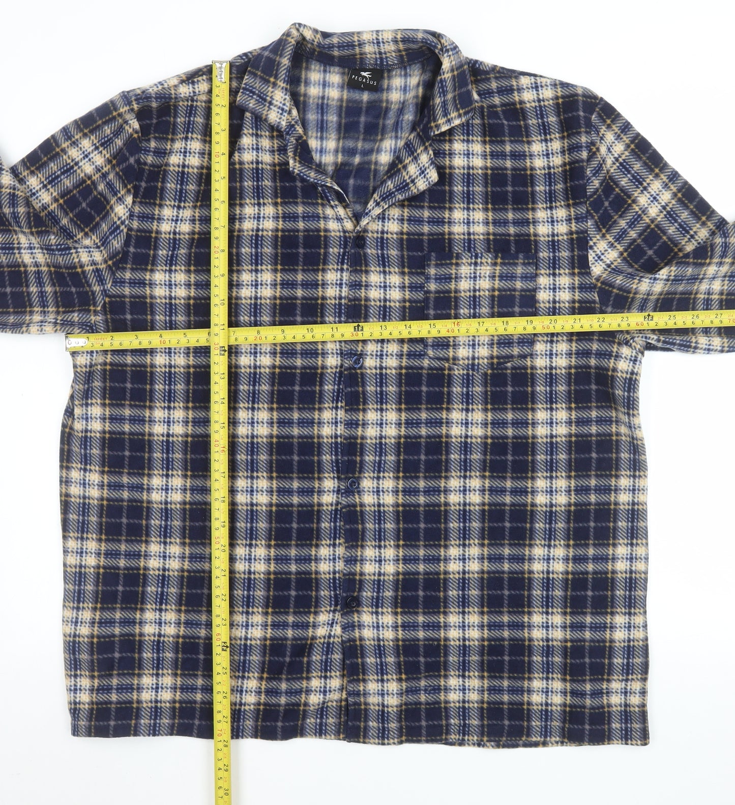 Pegasus Men's Blue Check Flannel Button Jacket L Regular Fit