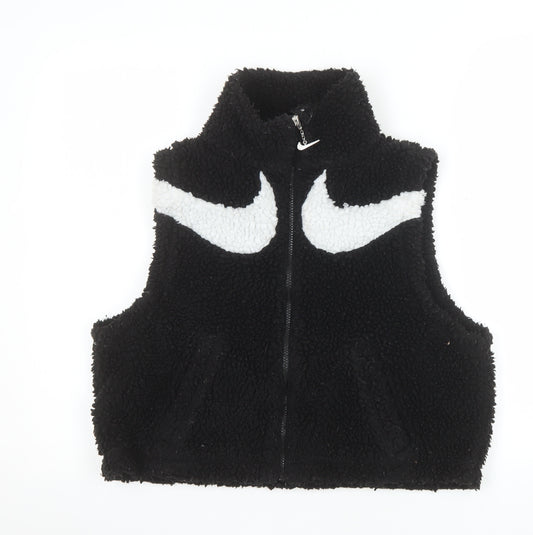 Nike Women's Black Fleece Cropped Bodywarmer Waistcoat Size M