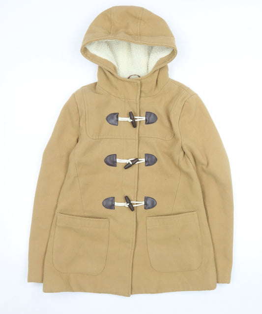 Atmosphere Women Beige Hooded Toggle Duffle Coat Size 8