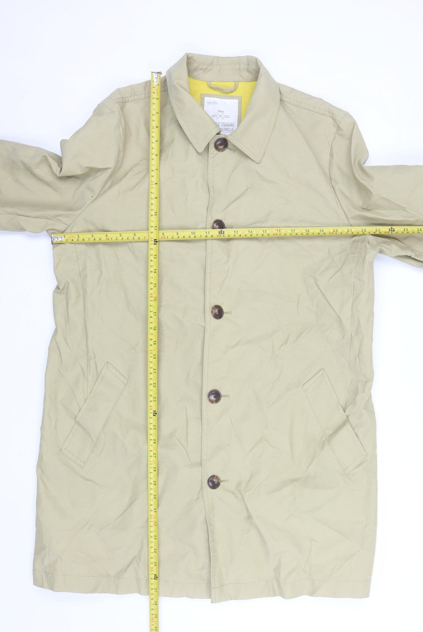 GAP Men's Beige XL Classic Lightweight Cotton Blend Coat