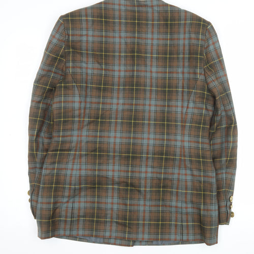 Pitlochry Women Brown Checked Wool Blazer Size 14 Classic Tweed Jacket