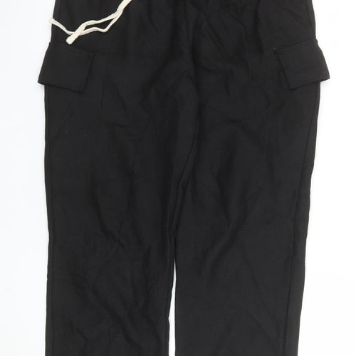 The Couture Club Women's Black Cargo Trousers S Elastic Waist Twill