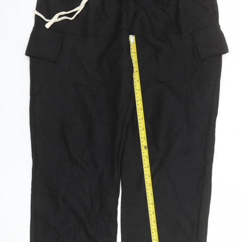 The Couture Club Women's Black Cargo Trousers S Elastic Waist Twill