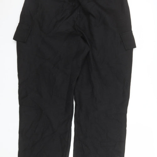 The Couture Club Women's Black Cargo Trousers S Elastic Waist Twill