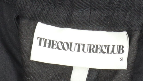 The Couture Club Women's Black Cargo Trousers S Elastic Waist Twill