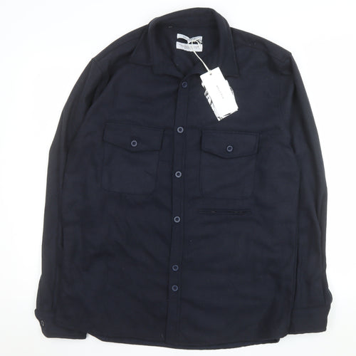 Bellfield Men's Navy Polyester Button Jacket Large