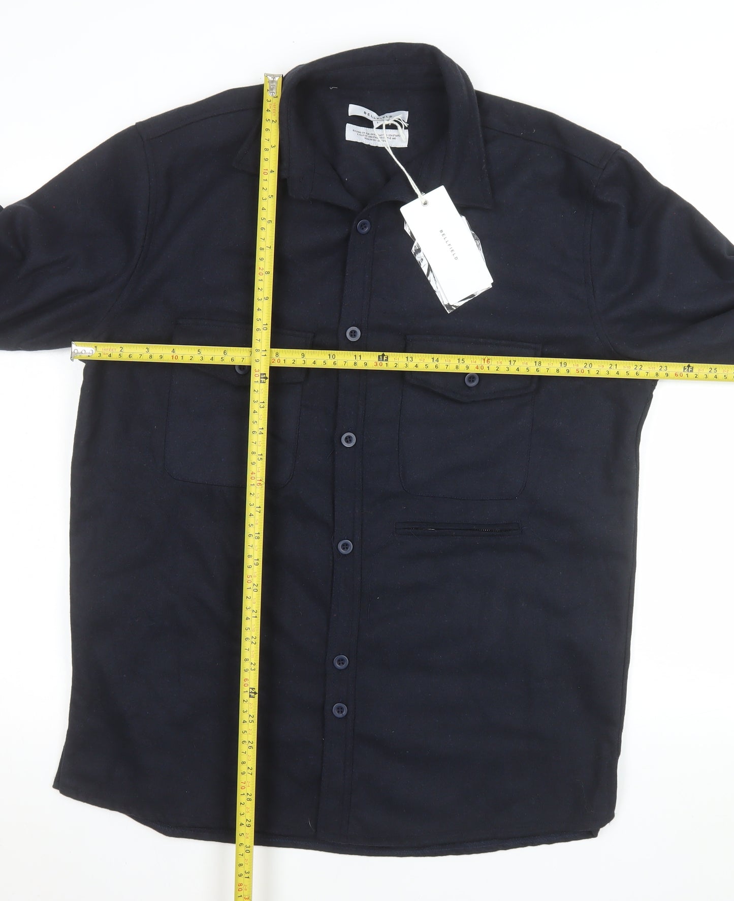Bellfield Men's Navy Polyester Button Jacket Large