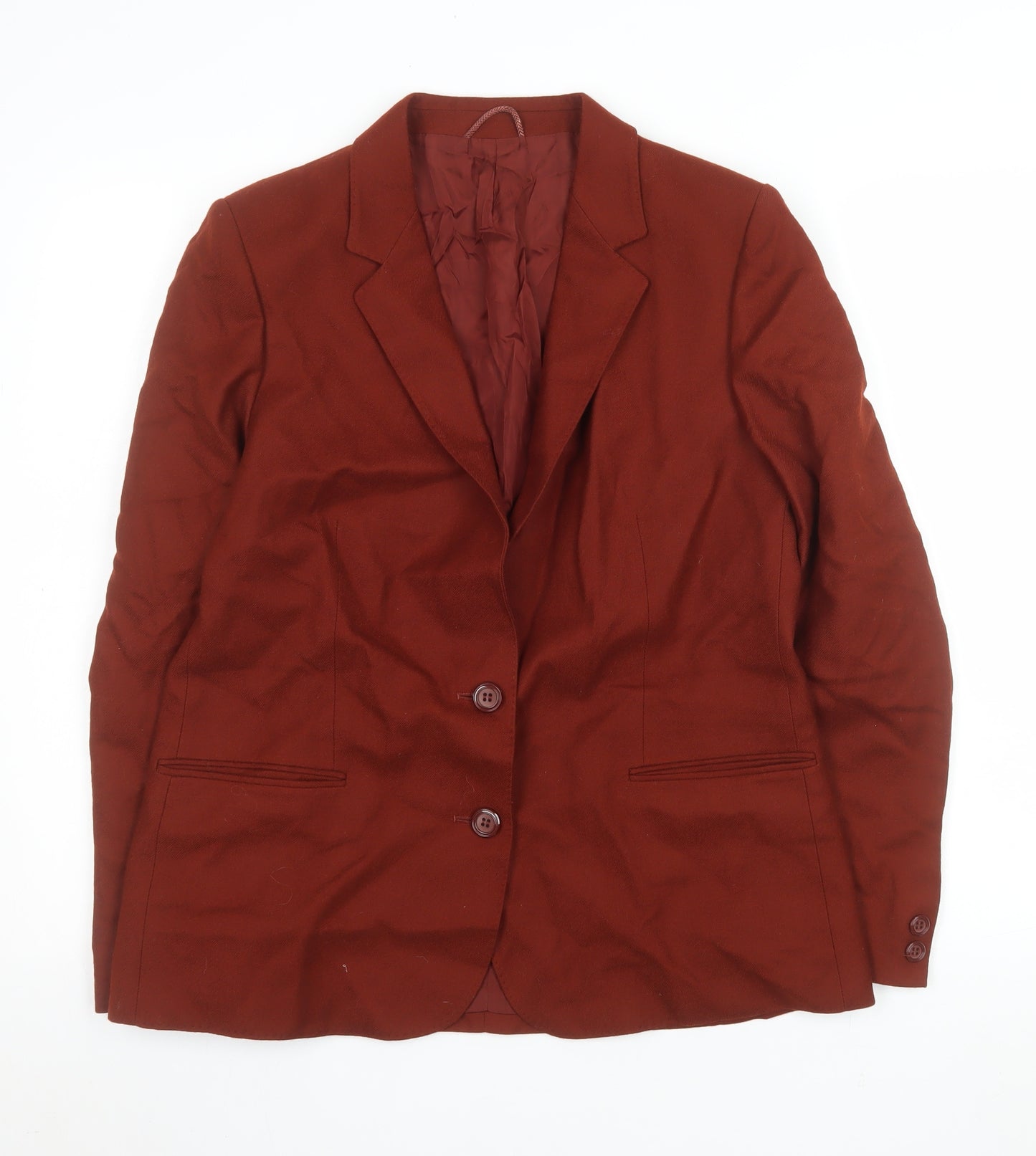 Marks and Spencer Women Red Wool Blazer Size 16 Classic Single-Breasted Jacket
