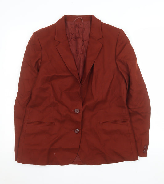 Marks and Spencer Women Red Wool Blazer Size 16 Classic Single-Breasted Jacket