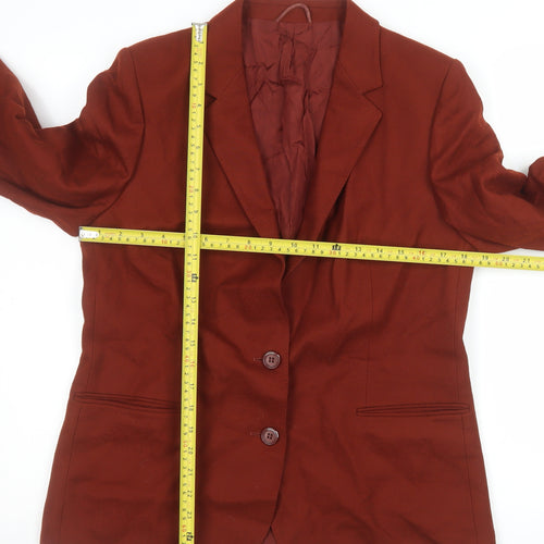 Marks and Spencer Women Red Wool Blazer Size 16 Classic Single-Breasted Jacket