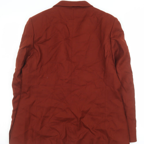Marks and Spencer Women Red Wool Blazer Size 16 Classic Single-Breasted Jacket