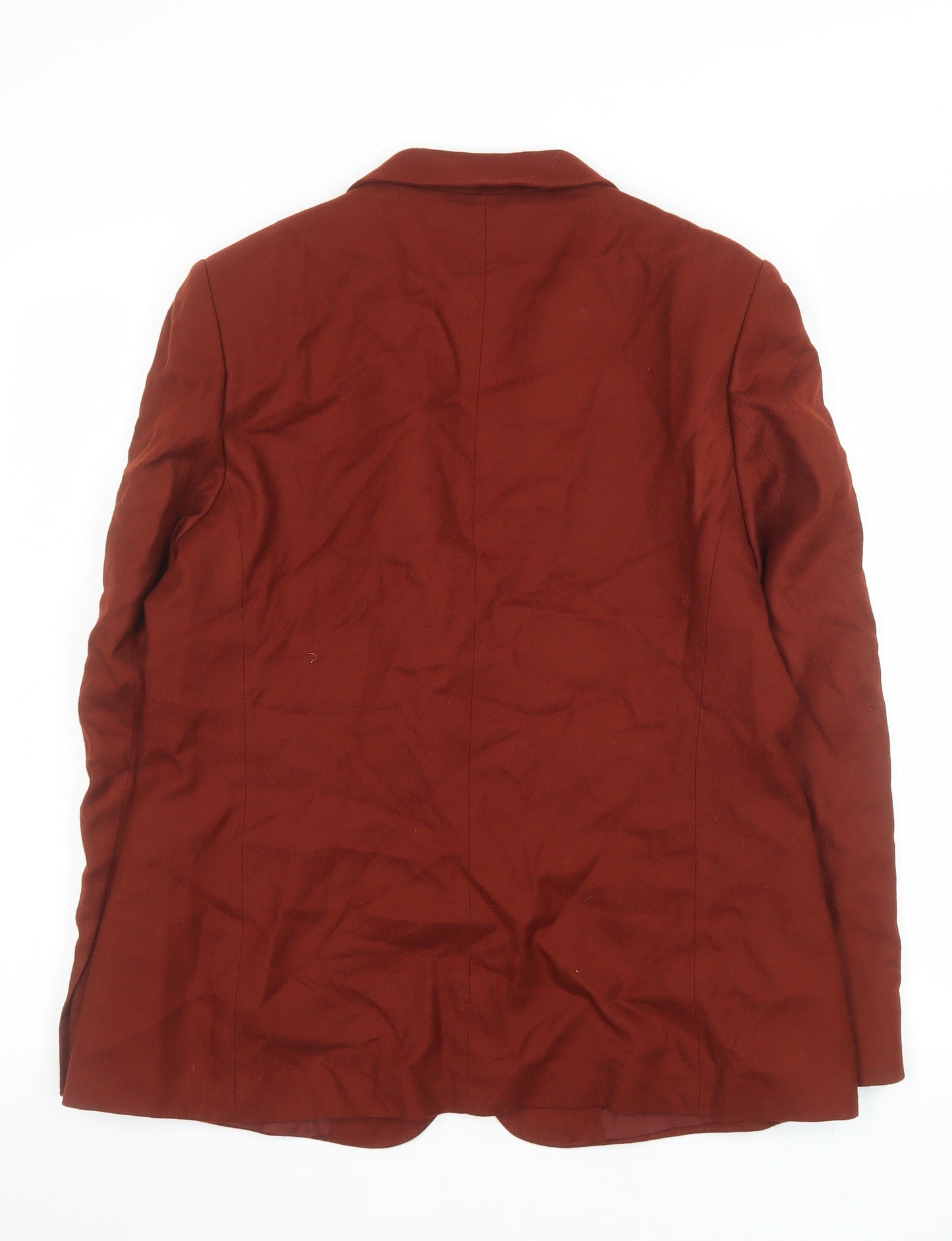 Marks and Spencer Women Red Wool Blazer Size 16 Classic Single-Breasted Jacket