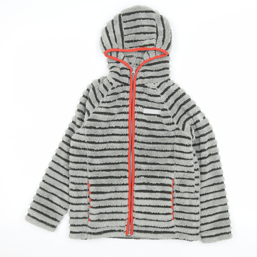 Craghoppers Boys Grey Striped Hooded Fleece Jacket Age 7-8 Years